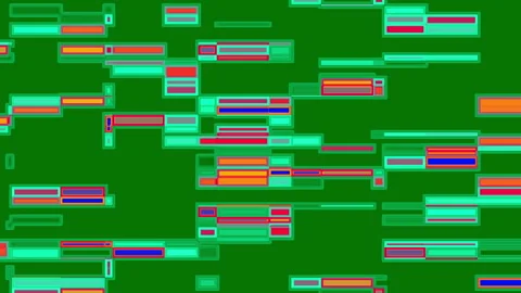 Neon geometric patterns colorful animation abstract digital signal glitch Stockbeeldmateriaal 337078026