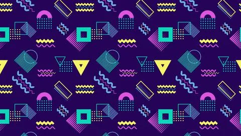 Neon geometric seamless pattern on dark background Stock Illustration