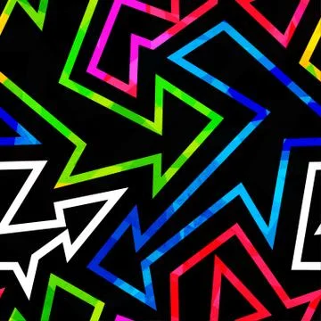 Neon geometric seamless pattern with grunge effect Illustrazione stock