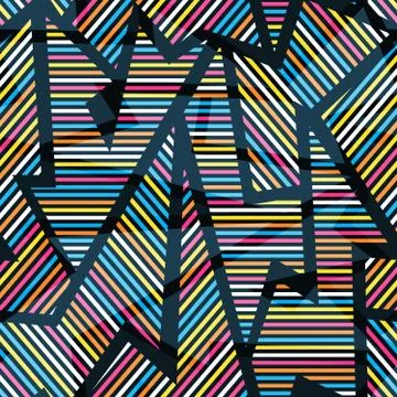 Neon geometric seamless pattern. Stock Illustration