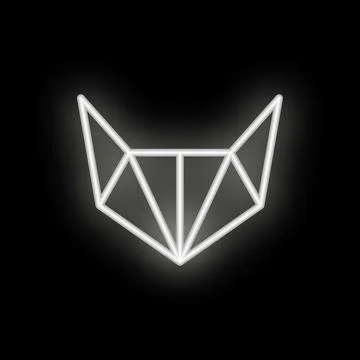 Neon geometric shape glowing on black background Stock Illustration