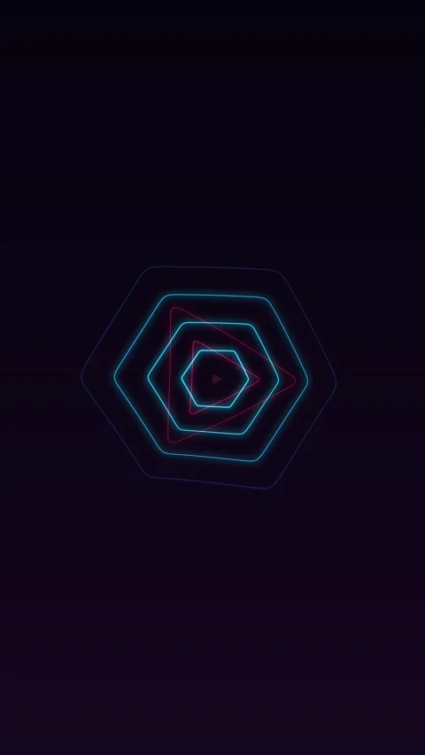 Neon geometric shapes in dark space. 2d animation Stock Footage 342386638