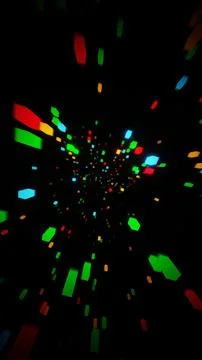 Neon Geometric Shapes Floating in Darkness Illustrazione stock