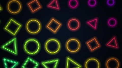 Neon geometric shapes loop background animation. Seamless loop of glowing neon Stock Footage 334930137