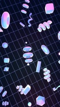 Neon geometric shapes pattern Stock Illustration