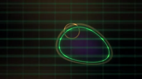Neon Geometric Shapes Pulsing and Morphing on Dark Grid Background Stock Footage 344722352