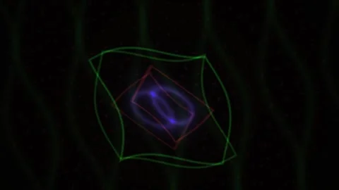 Neon Geometric Shapes Rotating and Pulsing in Abstract Dark Motion Background Stock Footage 344722338