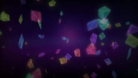 Neon geometric shards floating synthwave retro grid background 4k loop Stock Footage 345257526