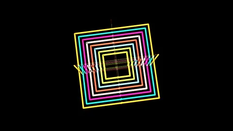 Neon Geometric Squares Abstract Seamless Loop Video Stock Footage 343501863
