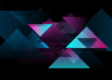 Neon geometric triangles abstract minimal tech background 스톡 일러스트