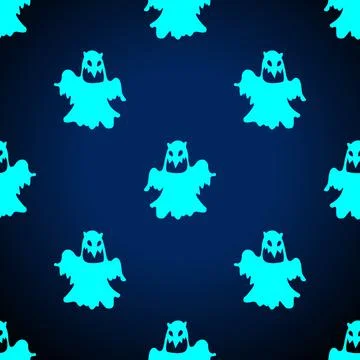 Neon Ghost isolated on dark blue background Illustrazione stock