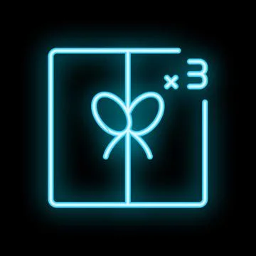 Neon gift box icon glowing on dark background Stock Illustration