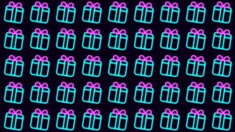 Neon Gift Box Pattern Motion Background for Cyber Monday Sale and Online Sh.. Stock Footage 347361829