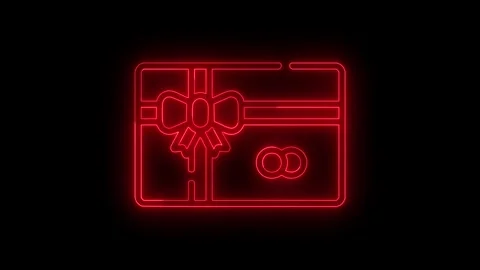 Neon gift card motion on dark background Stock Footage 321752219