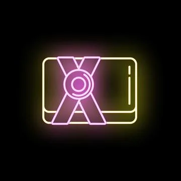 Neon gift card or box with ribbon design Stock Illustration