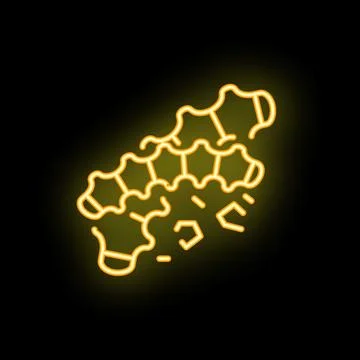 Neon ginger root glowing on black background Stock Illustration