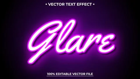 Neon Glare Light Text Effect Editable Retro and Glowing Text Style Stock Illustration
