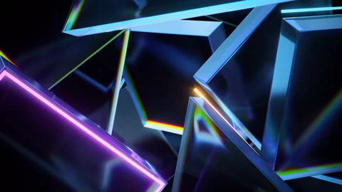Neon Glass Loop with Chromatic Reflections Video stock 318221341
