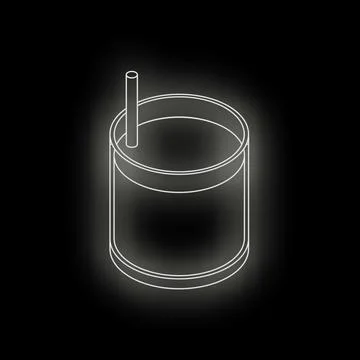 Neon glass with straw representing refreshing drink on black background Stock Illustration