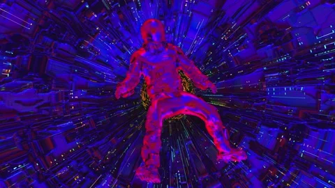 Neon Glitch Astronaut Loop Stock-Footage 288187289