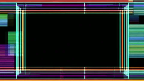 Neon glitch border frame with empty center for text overlay, digital abstra.. Stock-Footage 342043394