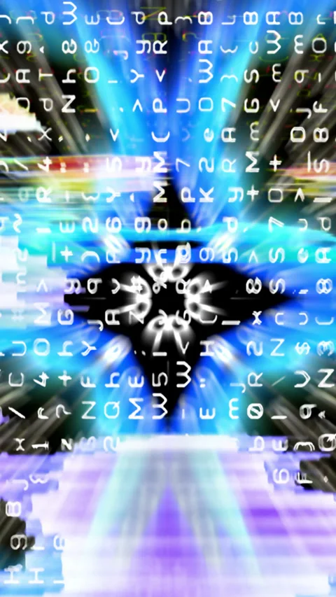 Neon Glitch Data Stream Loop Stock Footage 305871380