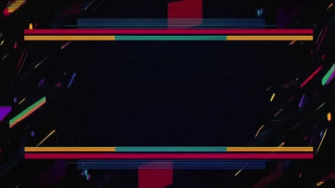 Neon glitch frame border with empty center for text overlay, digital stop m.. Stockbeeldmateriaal 342043393