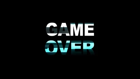 Neon glitch Game over text animation background logo seamless loop New quality Stock Footage 97836409