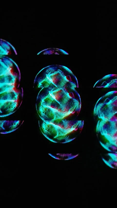 Neon glitch sliced sphere bubbles loop 스톡 동영상 346128453