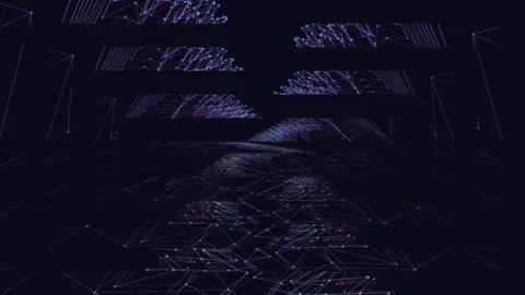 Neon Glitch Wireframe Digital Motion Loop 스톡 동영상 330847198