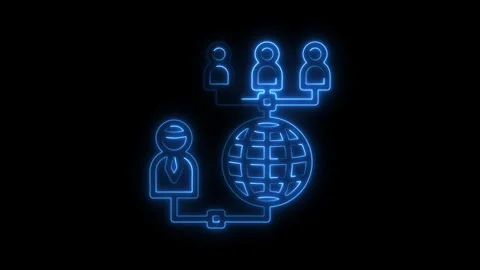 Neon global network connection with business team on black background inter.. Stock Footage 308194093