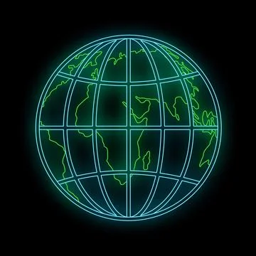 Neon global network illuminating connected world concept Stock Illustration