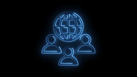 Neon global teamwork animation representing international collaboration,com.. Stock Footage 345998535