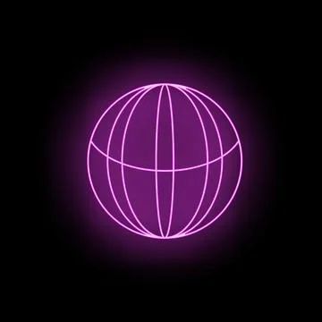 Neon globe glowing on black background Illustrazione stock