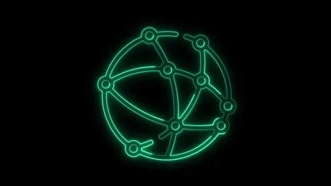 Neon Globe icon motion animation, futuristic cyber tech visual, neon laser lines Stock-Footage 300197495