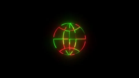 Neon globe icon. Neon Light Global Icon on Black Background. Earth Globe si.. Stock Footage 307980547