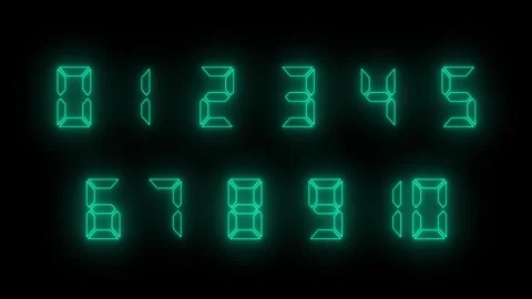 Neon glow 0 to 10 text number sign animation on black background. neon gree.. Vídeo Stock 331905221