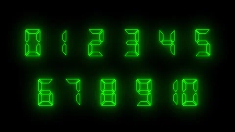 Neon glow 0 to 10 text number sign animation on black background. neon gree.. 스톡 동영상 337566836