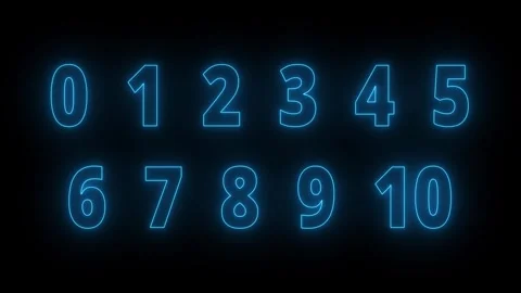 Neon glow 0 to 10 text number sign animation on black background. neon gree.. 스톡 동영상 337915955