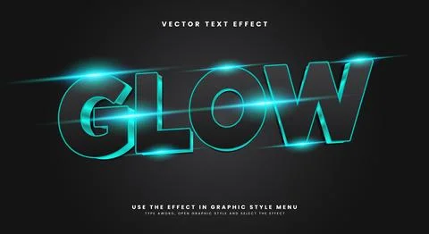 Neon glow 3d editable text effect template Illustrazione stock