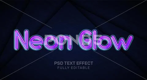 Neon Glow 3D Text Style Effect Mockup - PSD Template PSD Template
