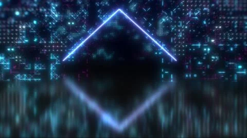 Neon glow abstract digital background. Futuristic hud concept illustration. イラスト素材