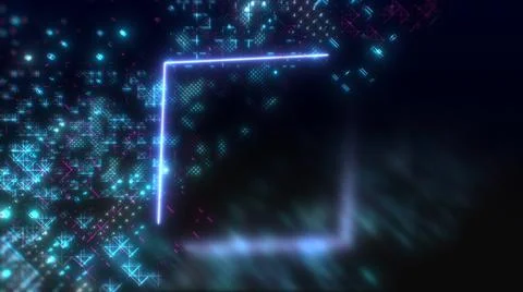 Neon glow abstract digital background. Futuristic hud concept illustration. Illustrazione stock