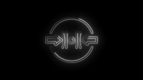 Neon glow abstract icon representing convergence or meeting point with opposing Stock Footage 333952372