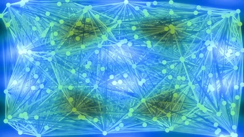 Neon glow abstract technology background with connected geometric node lines Stock Footage 336505979