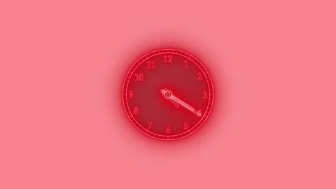 Neon glow analog simple clock animation, Circle glow clock isolated Stock Footage 304394989