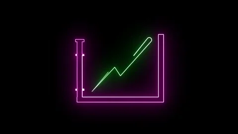 Neon Glow: Arrow icon animation with green line. Stock Footage 286145401