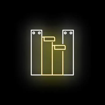 Neon glow bar chart showing data trends Stock Illustration