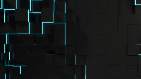 Neon Glow Black Cubes 4K Stock Footage 284726404
