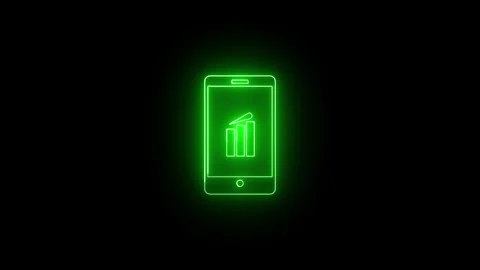 Neon Glow: Business chart with mobile phone shape animation. Stock Footage 286145477